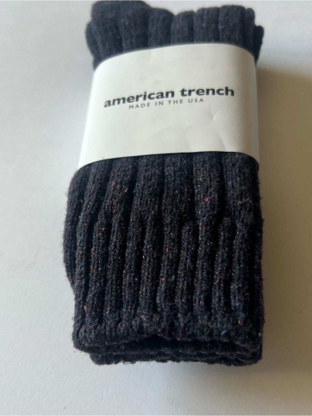 AMERICAN TRENCH WOMENS BOOT SOCKS WOOL SILK BLEND RIBBED BLACK CHERRY MARL OS
